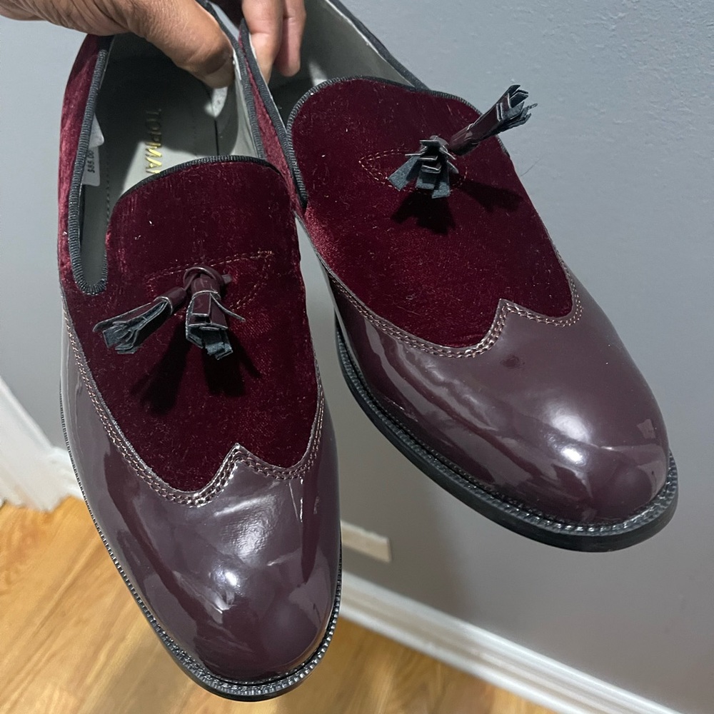 Topman ‘Dame Wingtip’ Loafers shoe in Burgundy Sz 12 / 45 - Picture 2 of 15